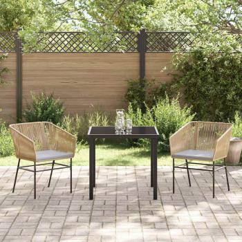 Set mit 2 Braun Poly-Rattan, Pulverbeschichteter Stahl Mittel