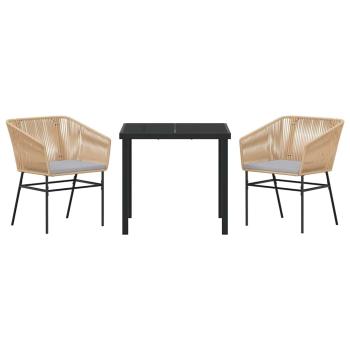 Set mit 2 Braun Poly-Rattan, Pulverbeschichteter Stahl Mittel