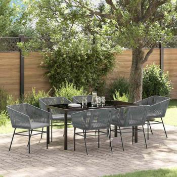 ARDEBO.de - 2-teiliges Garten-Essset mit Kissen Grau Poly-Rattan