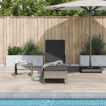 Sonnenliege Grau und Dunkelgrau PE Rattan 157 x 55 x 92 cm