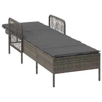 Sonnenliege Grau und Dunkelgrau PE Rattan 157 x 55 x 92 cm