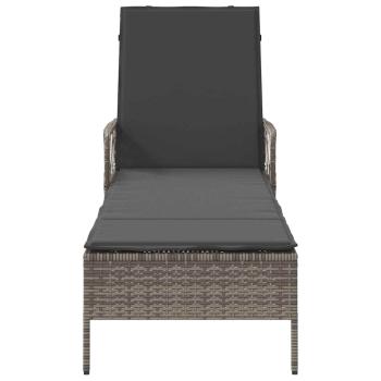 Sonnenliege Grau und Dunkelgrau PE Rattan 157 x 55 x 92 cm