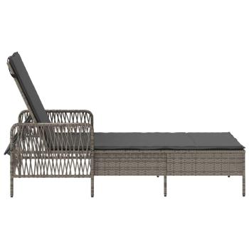Sonnenliege Grau und Dunkelgrau PE Rattan 157 x 55 x 92 cm