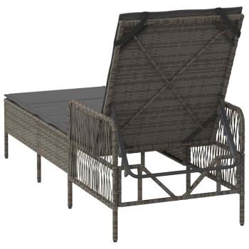 Sonnenliege Grau und Dunkelgrau PE Rattan 157 x 55 x 92 cm
