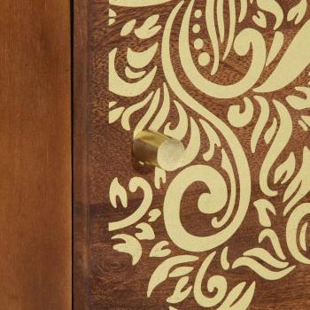 Nachttische Honigbraun mit goldenen Akzenten Massivholz Mittel