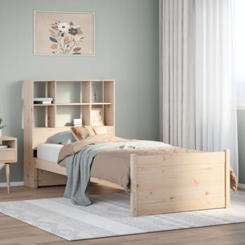 ARDEBO.de - Massivholzbett mit Regal ohne Matratze 90x200 cm Kiefer