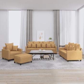 ARDEBO.de - 4-tlg. Sofagarnitur mit Kissen Braun Samt