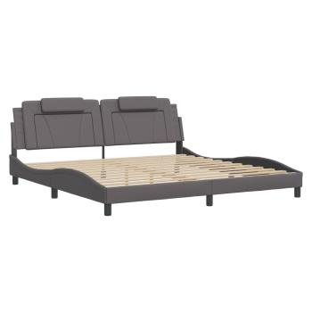 Bettgestell mit Kopfteil Grau 200x200 cm Kunstleder