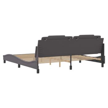 Bettgestell mit Kopfteil Grau 200x200 cm Kunstleder