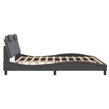 Bettgestell mit Kopfteil Grau 200x200 cm Kunstleder