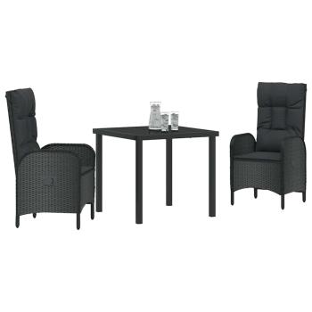 3-teiliges Garten-Dining-Set Schwarz Poly-Rattan