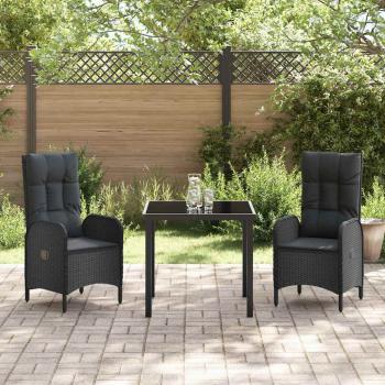 3-teiliges Garten-Dining-Set Schwarz Poly-Rattan