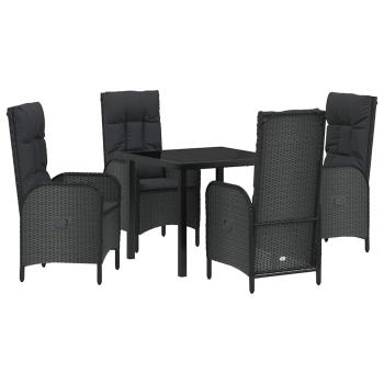 5-teiliges Garten-Essset Schwarz Poly-Rattan
