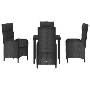 5-teiliges Garten-Essset Schwarz Poly-Rattan