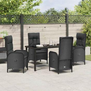 5-teiliges Garten-Essset Schwarz Poly-Rattan