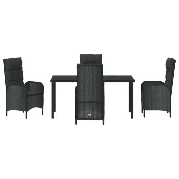5-teiliges Garten-Esstischset Schwarz Poly-Rattan