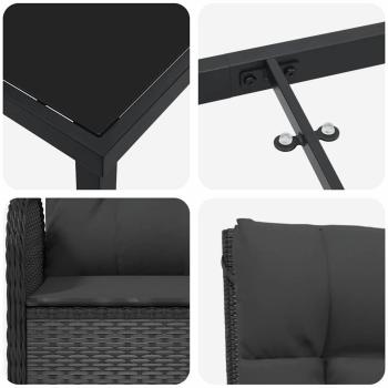 5-teiliges Garten-Esstischset Schwarz Poly-Rattan
