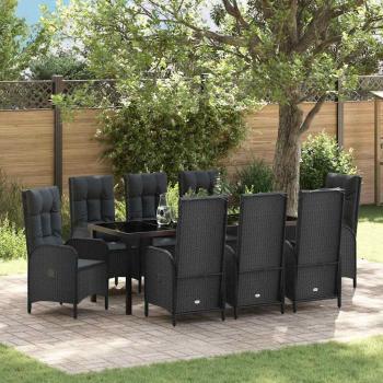 ARDEBO.de - Garten Essgruppe 9 stk. Schwarz Poly-Rattan