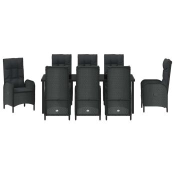 9-teiliges Garten-Ess-Set Schwarz Poly-Rattan