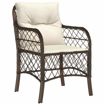 7-teiliges Gartentisch-Set mit Kissen Braunes Poly-Rattan
