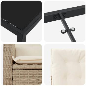 5-teiliges Garten-Esszimmer-Set mit Kissen Beige Poly-Rattan.