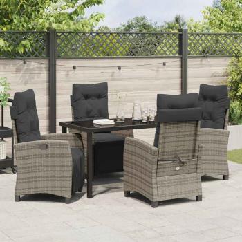 5-teiliges Garten-Esszimmer-Set Grau Poly-Rattan