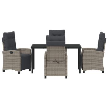 5-teiliges Garten-Esszimmer-Set Grau Poly-Rattan