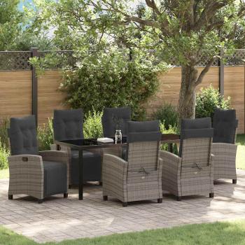 ARDEBO.de - Garten Essgruppe 7 stk. Grau Poly-Rattan