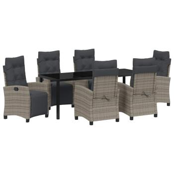 Garten Essgruppe 7 stk. Grau Poly-Rattan