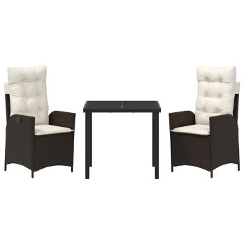   Set aus 2 Braun Braunes Poly Rattan, pulverbeschichteter Stahl