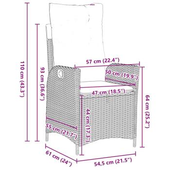   Set aus 2 Braun Braunes Poly Rattan, pulverbeschichteter Stahl