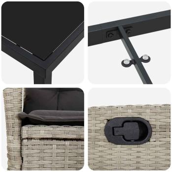 5-teiliges Garten-Dining-Set mit Kissen, Hellgrau, Poly-Rattan