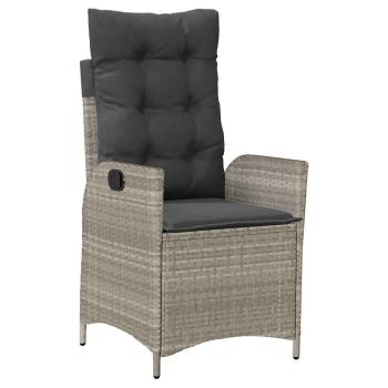 9-teiliges Garten-Dining-Set mit Kissen Hellgrau Poly-Rattan