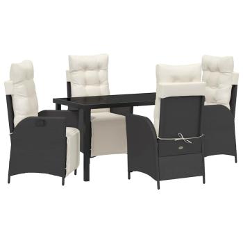 5-teiliges Garten-Ess-Set aus schwarzem Poly-Rattan
