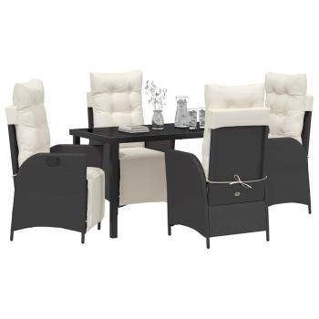 5-teiliges Garten-Ess-Set aus schwarzem Poly-Rattan