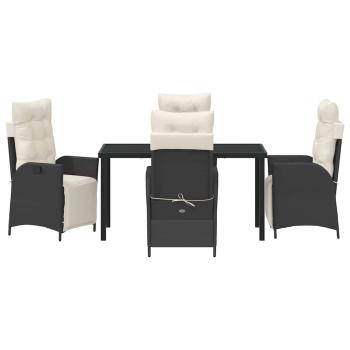 5-teiliges Garten-Ess-Set aus schwarzem Poly-Rattan