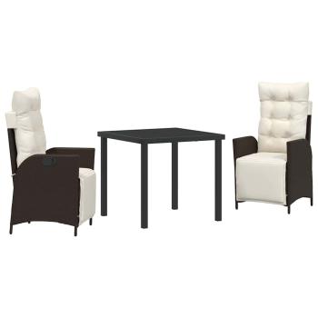 3-teiliges Garten-Esszimmer-Set Braun Poly-Rattan