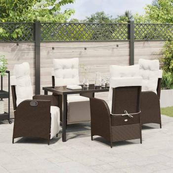 5-teiliges Garten-Dinner-Set aus braunem Poly-Rattan