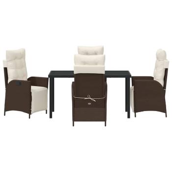 5-teiliges Garten-Dinner-Set aus braunem Poly-Rattan