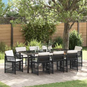 ARDEBO.de - Garten Essgruppe 9 stk. Schwarz Poly-Rattan