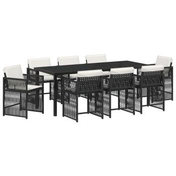 Garten Essgruppe 9 stk. Schwarz Poly-Rattan