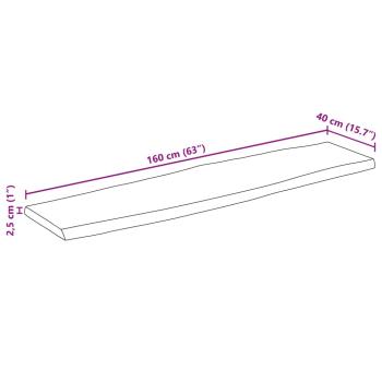 Tischplatte mit Baumkante 160x40x2,5 cm Massivholz Mango