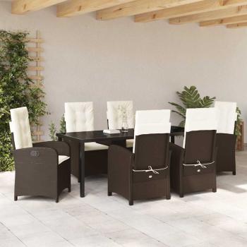 Garten Essgruppe 7 stk. Braun Poly-Rattan