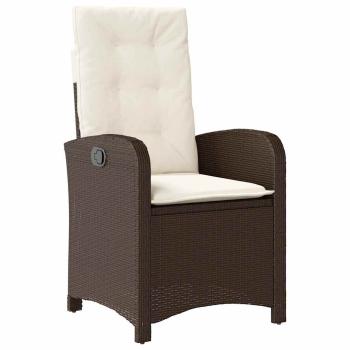 9-teiliges Garten-Dining-Set mit Kissen aus braunem Poly-Rattan