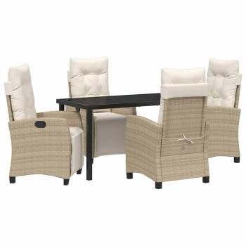 5-teiliges Garten-Esszimmer-Set Sandfarben Poly-Rattan