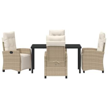 5-teiliges Garten-Esszimmer-Set Sandfarben Poly-Rattan