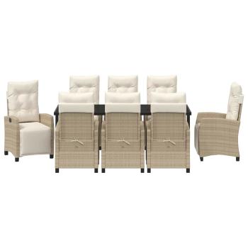 9-teiliges Garten-Essset Beige Poly-Rattan