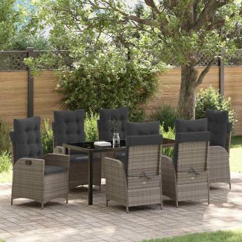 ARDEBO.de - 2-teiliges Garten-Dining-Set mit Kissen Grau Poly Rattan