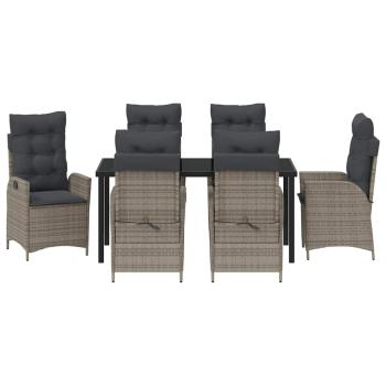 2-teiliges Garten-Dining-Set mit Kissen Grau Poly Rattan