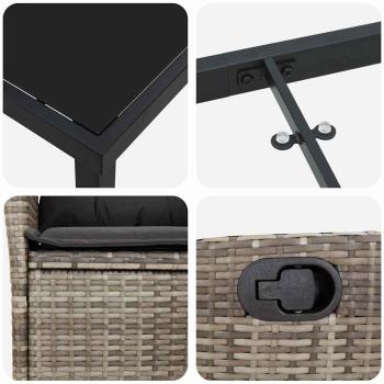 7-teiliges Garten-Dining-Set mit Kissen Grau Poly-Rattan